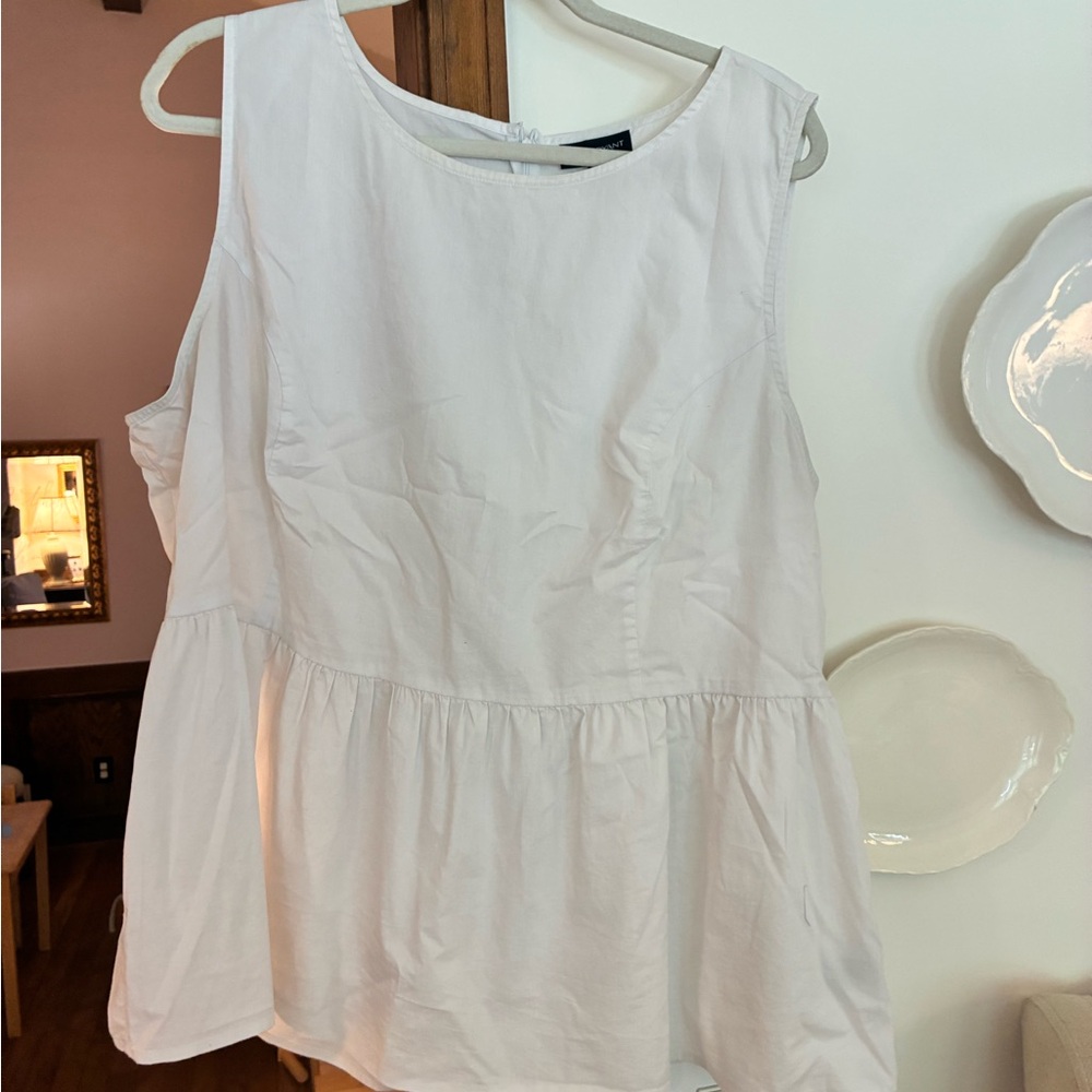 Lane Bryant White Sleeveless Peplum Tank Top